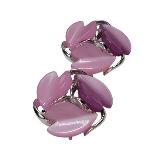 Vintage Pink & Purple Thermoset Clip-On Earrings - Picture 5 of 9